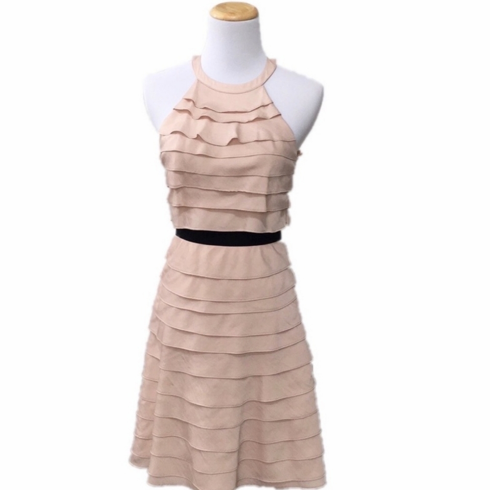 BCBGMaxAzria Madison Ruffle Tier Halter Dress